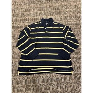 Y2K Vintage Preppy The Regal Rugby Polo XL Navy Yellow Striped Shirt Long Sleeve
